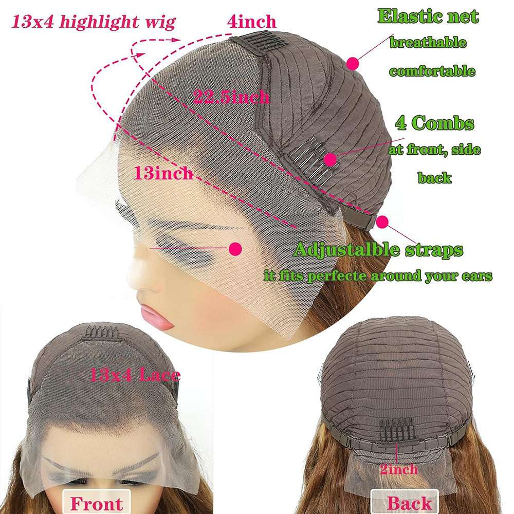 Female Long Straight Hair Front Lace Wig Head Cover