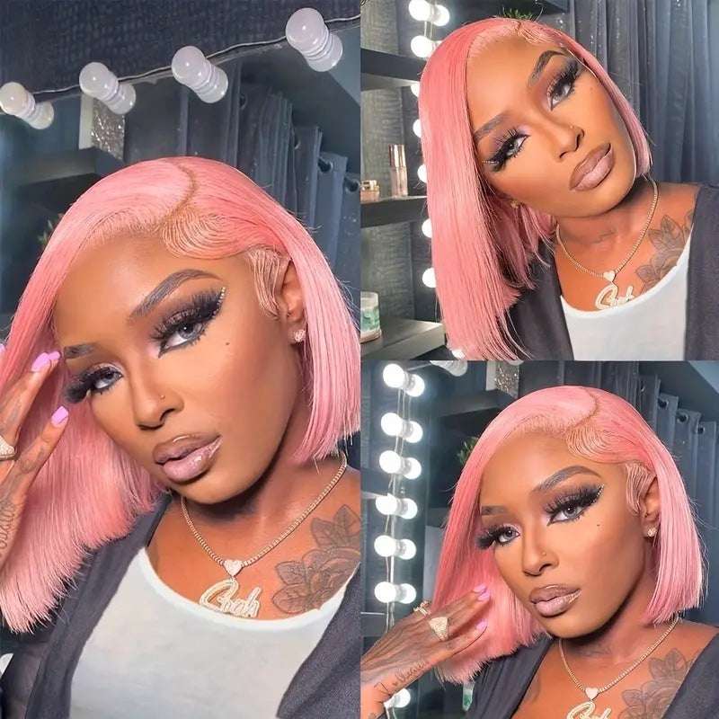 Front Lace Wig Women's Mid-length Short Straight Hair