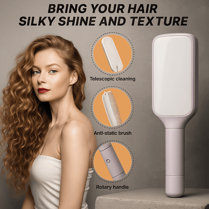 4 In 1 Self Cleaning Hair Brush Anti-Static Massage Comb Scalable Rotate Lifting