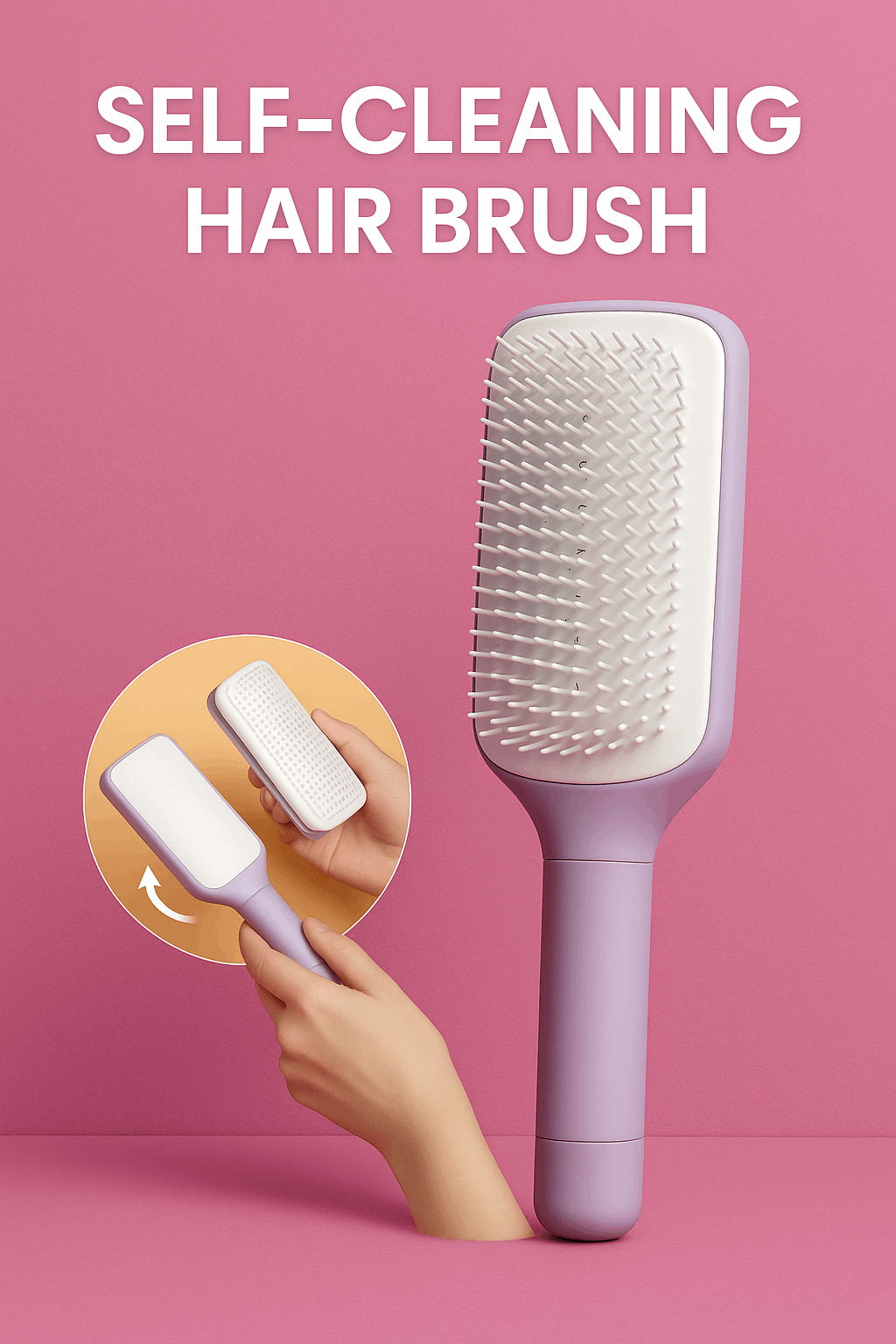 4 In 1 Self Cleaning Hair Brush Anti-Static Massage Comb Scalable Rotate Lifting
