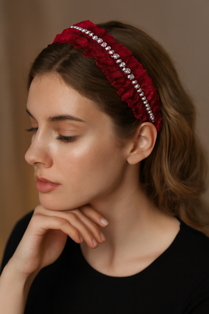 Stirnband High Skull Top Retro Schwarz Volldiamant Gebrochenes Haar