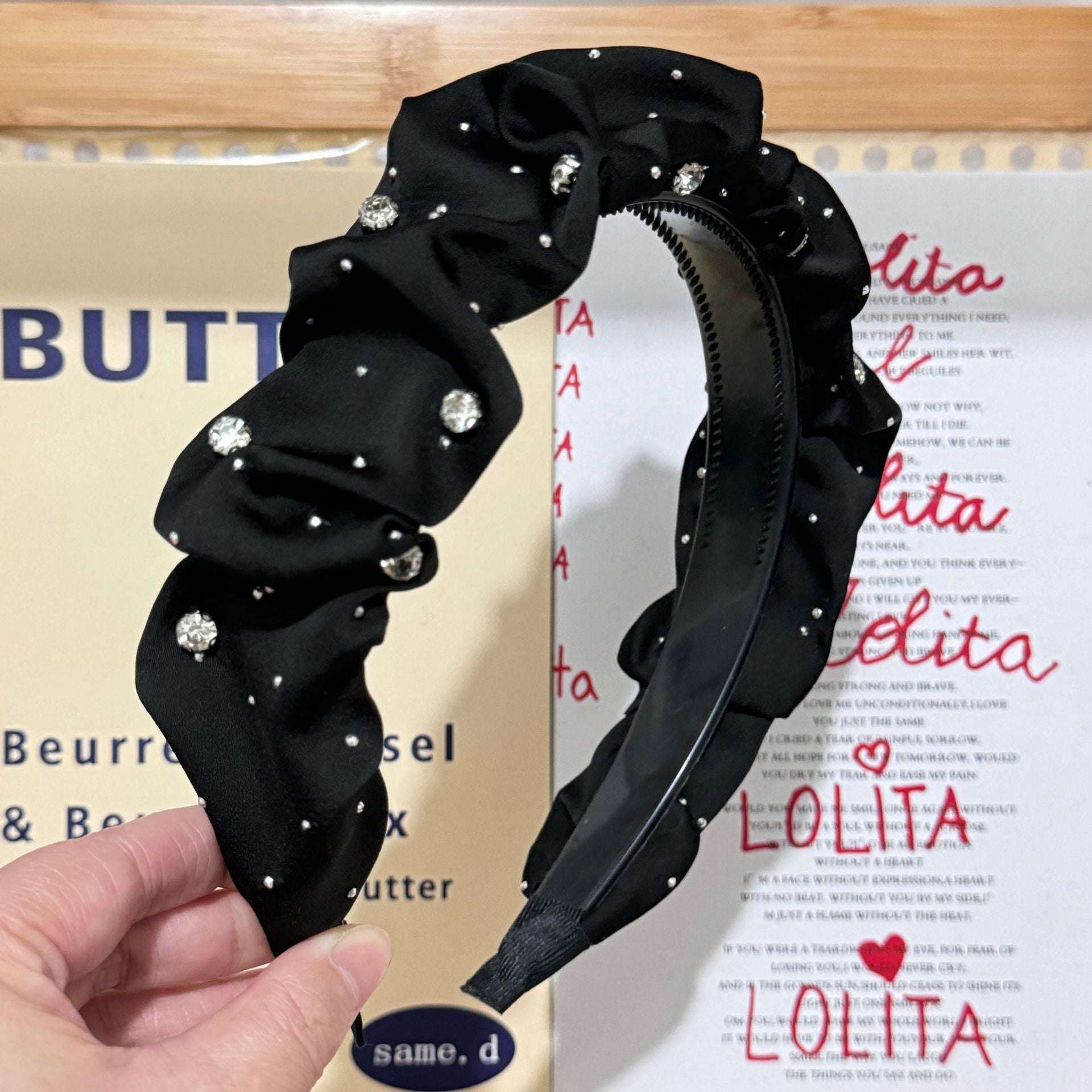 Headband High Skull Top Retro Black Full Diamond Broken Hair Black Starry Sky O1CN01gLci3g1D64lA0ISNi-2218691750166-0-cib-_9