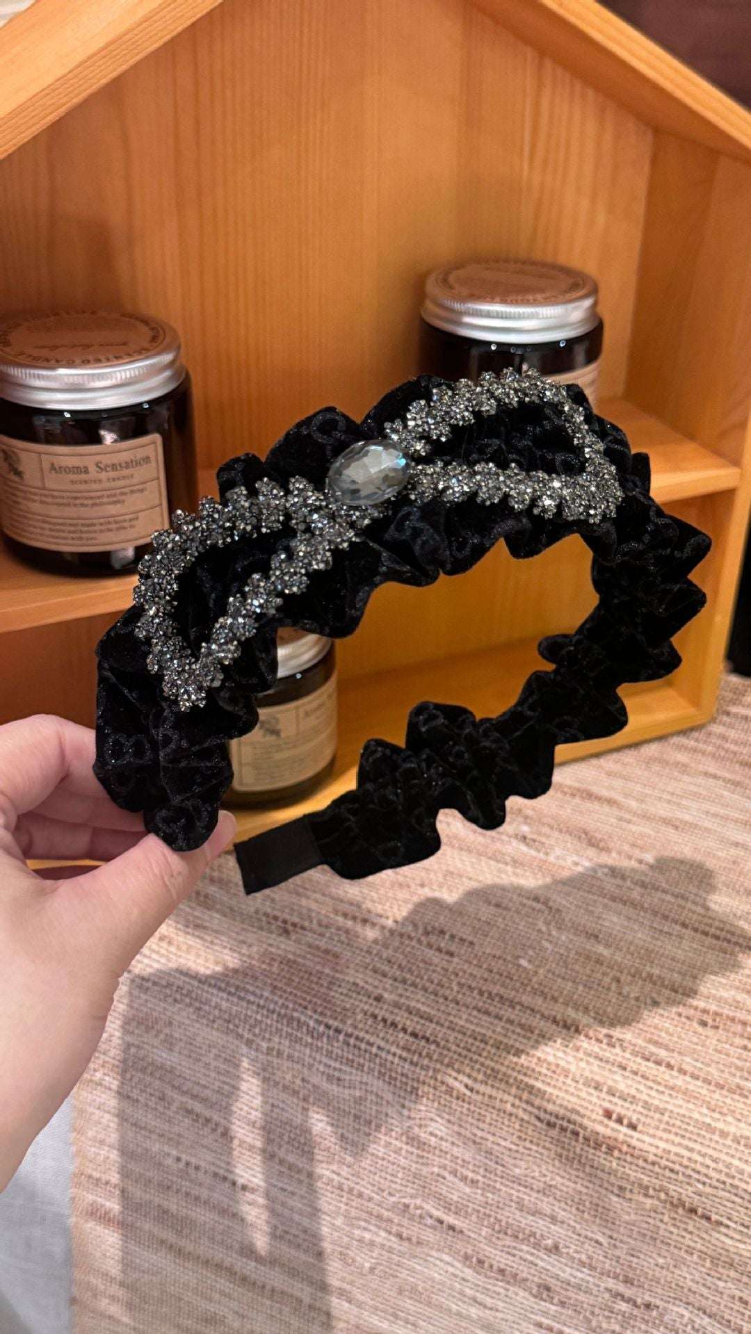 Headband High Skull Top Retro Black Full Diamond Broken Hair Black Velvet Bow 6cm Wide O1CN01idL2cK1D64lAPMyS3-2218691750166-0-cib-_11