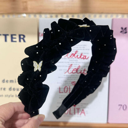 Headband High Skull Top Retro Black Full Diamond Broken Hair Black Velvet Butterfly O1CN01vE0IyL1D64l7xGqng-2218691750166-0-cib-_12