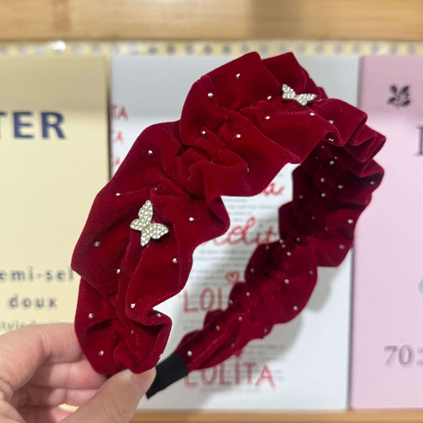 Headband High Skull Top Retro Black Full Diamond Broken Hair Red Velvet Butterfly O1CN01wLyfab1D64lBXVU6E-2218691750166-0-cib-_20