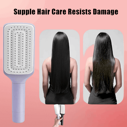 4 In 1 Self Cleaning Hair Brush Anti-Static Massage Comb Scalable Rotate Lifting