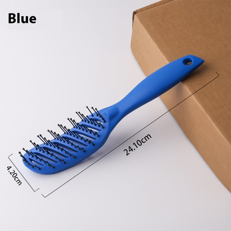 Blue anti-static vent comb hairbrush with ergonomic design for smooth styling