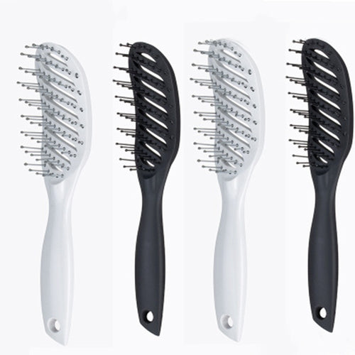 Set of four anti-static vent comb hairbrushes in white and black designs for smooth styling