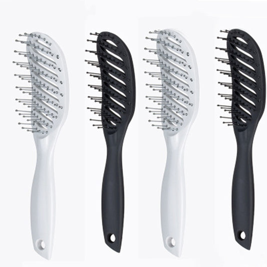 Set of four anti-static vent comb hairbrushes in white and black designs for smooth styling