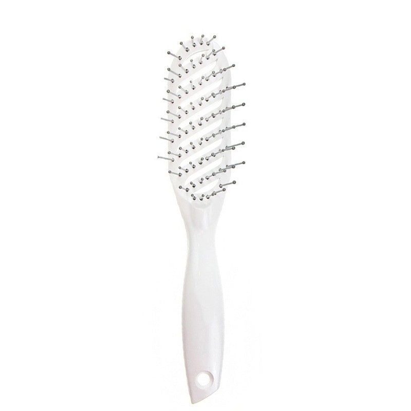 White anti-static vent comb for detangling hair and reducing static with ergonomic handle