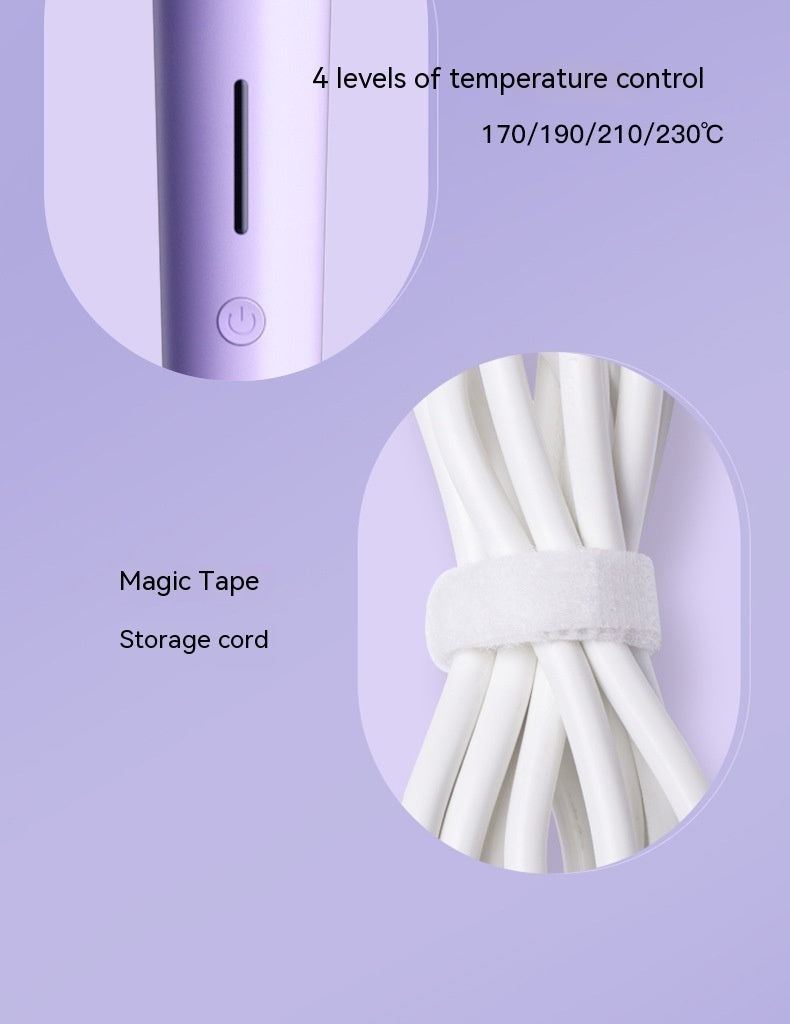 Korean automatic hair curler with temperature control settings and durable storage cord for convenient styling