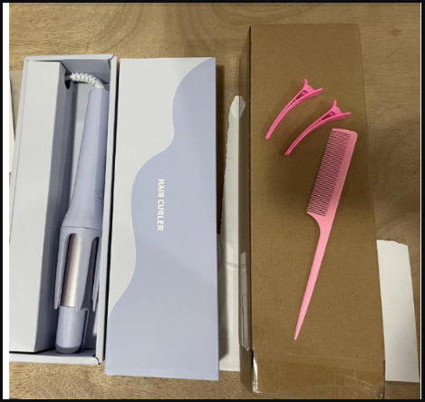 Korean automatic hair curler with styling comb and clips for effortless curling