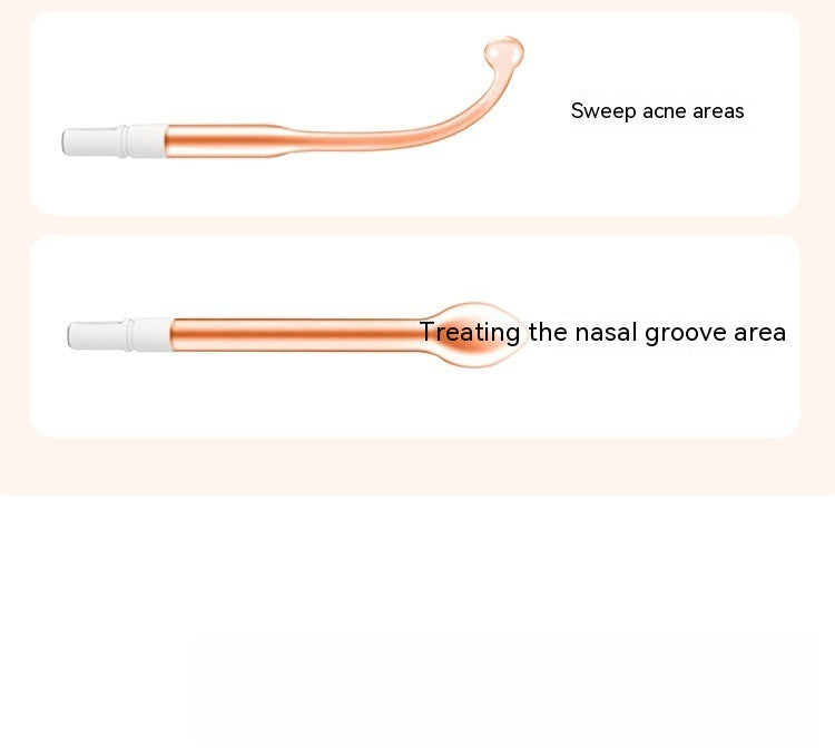 Electro-therapy beauty tool for hair growth and skin rejuvenation with curved tip for acne and flat tip for nasal groove
