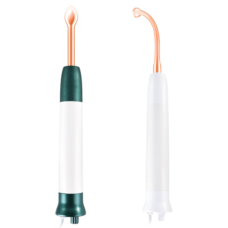 Electro-therapy beauty tool for hair growth and skin rejuvenation with copper tips and white handles