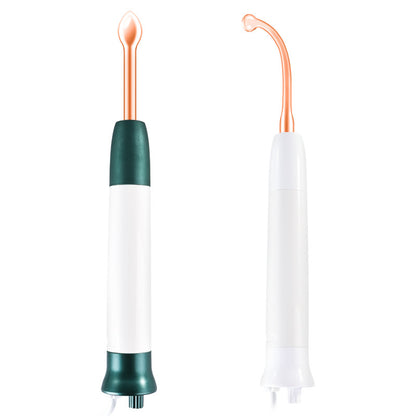 Electro-therapy beauty tool for hair growth and skin rejuvenation with copper tips and white handles