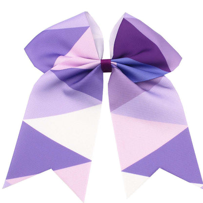 Purple and pink geometric bow hair accessory, perfect for children's rainbow hair accessories