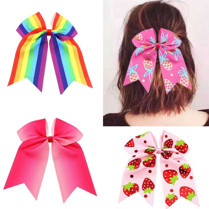 Assorted children's rainbow hair accessories in colorful styles for fun and festive hairstyles