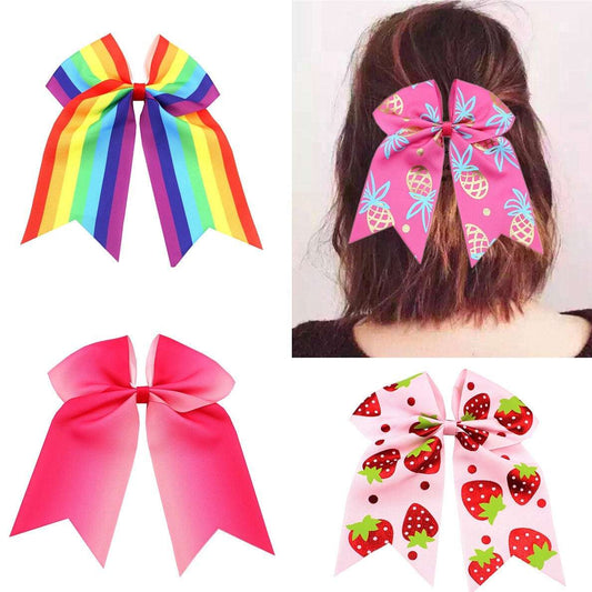 Assorted children's rainbow hair accessories in colorful styles for fun and festive hairstyles