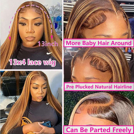 Female Long Straight Hair Front Lace Wig Head Cover