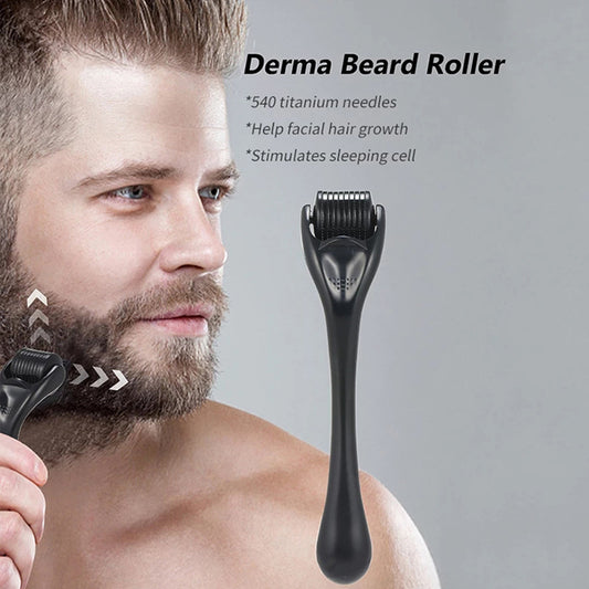 Derma roller hair growth tool with 540 titanium needles for stimulating beard and hair growth