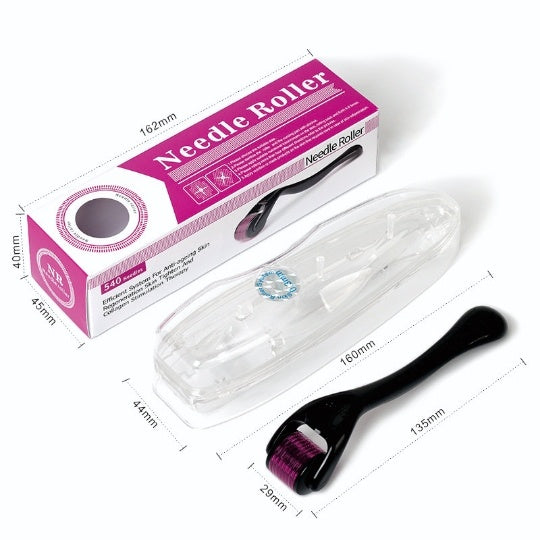 Derma roller for hair growth with fine needles for stimulating scalp and enhancing hair health