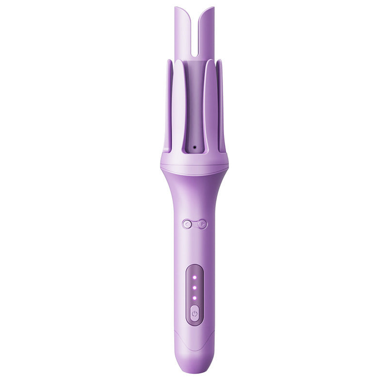 Purple easy-to-use electric hair straightener with ergonomic handle and LED indicators