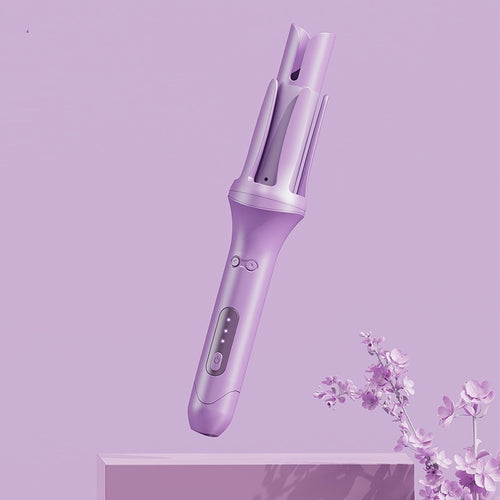 Purple airbag bread comb personal wash easy-to-use electric hair straightener with sleek design and floral background