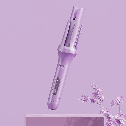 Purple airbag bread comb personal wash easy-to-use electric hair straightener with sleek design and floral background