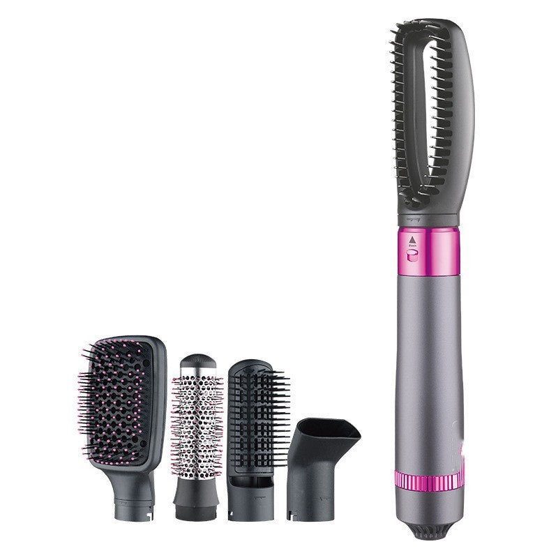 Easy use hair straightener for all hair types with multiple brush attachments and sleek gray design