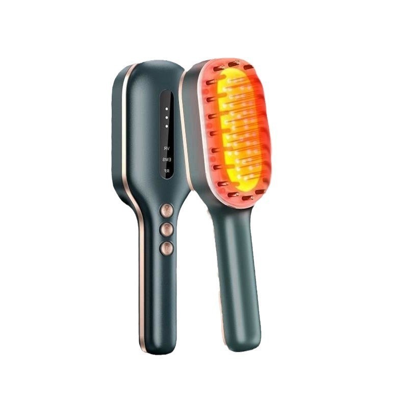Electric massage hair comb with heated bristles and LED indicator for soothing scalp relaxation