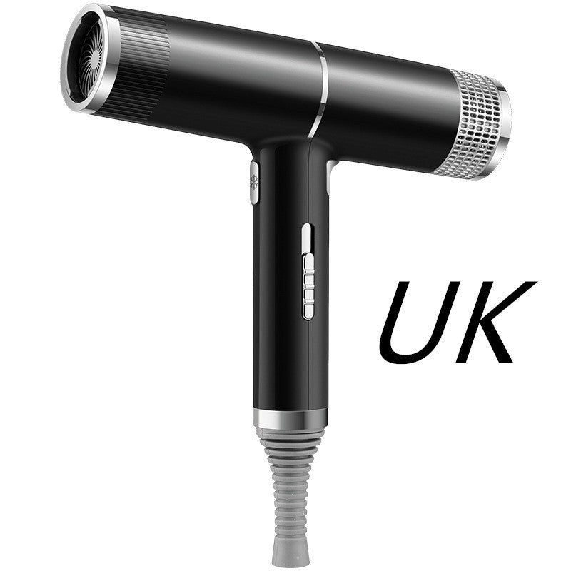 Black sleek hair dryer fast drying hair tool with multiple heat settings and UK plug