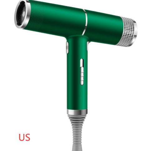 Green hair dryer fast drying hair tool with sleek design and multiple heat settings