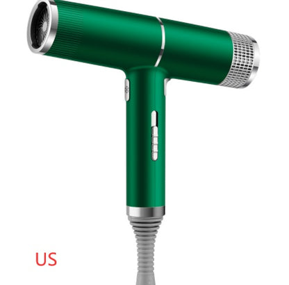 Green hair dryer fast drying hair tool with sleek design and multiple heat settings