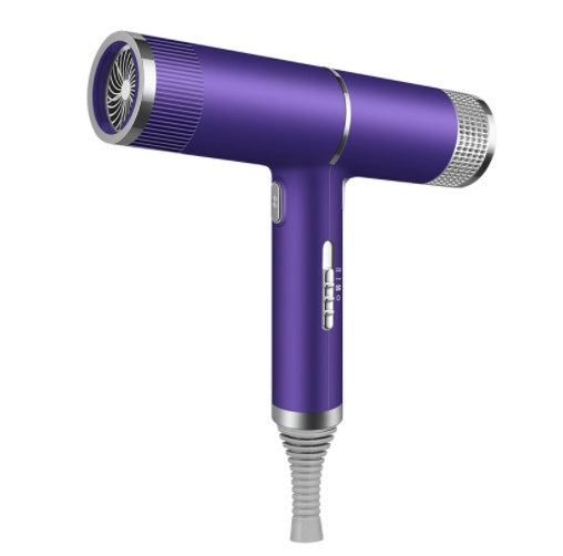 Purple hair dryer with ergonomic handle and multiple heat settings fast drying hair tool