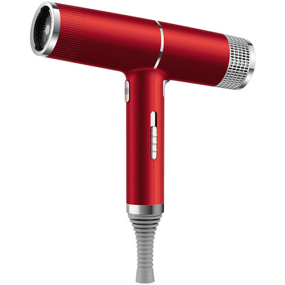 Red fast drying hair tool hair dryer with sleek design and multiple speed settings