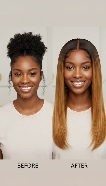 Female Long Straight Hair Front Lace Wig Head Cover