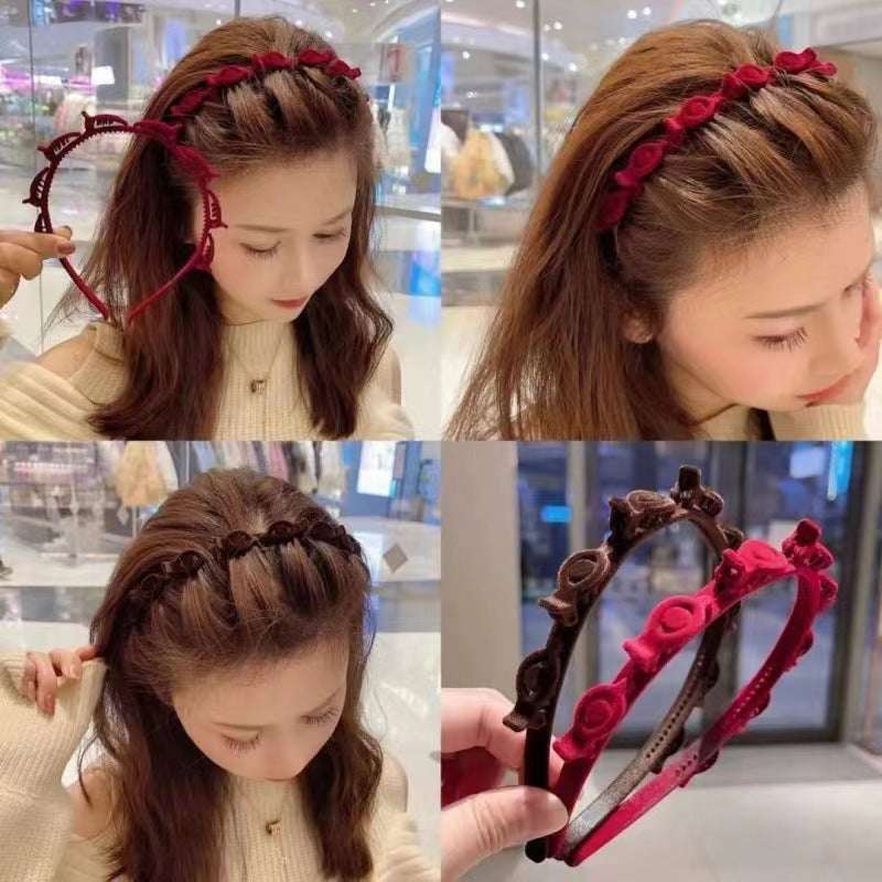 Set of finishing hair clips in red and brown for securing broken hair while styling