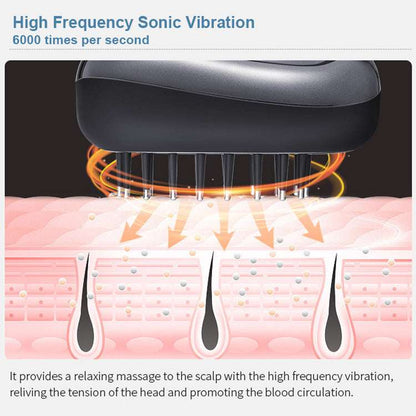 Red light scalp care device offering high frequency sonic vibration for scalp relaxation and improved blood circulation