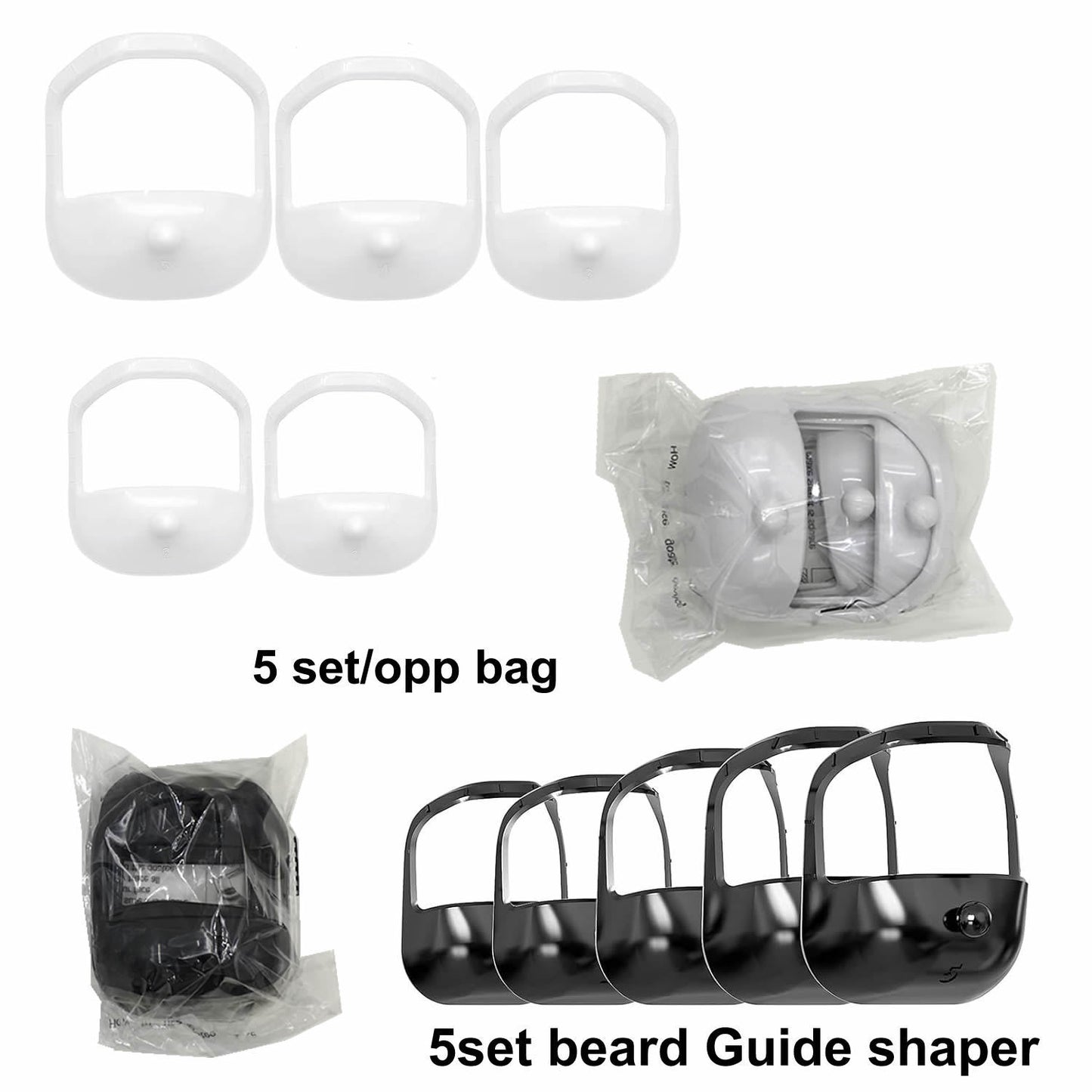 5-piece beard modeling template set for precise grooming in men's facial hair styling kit