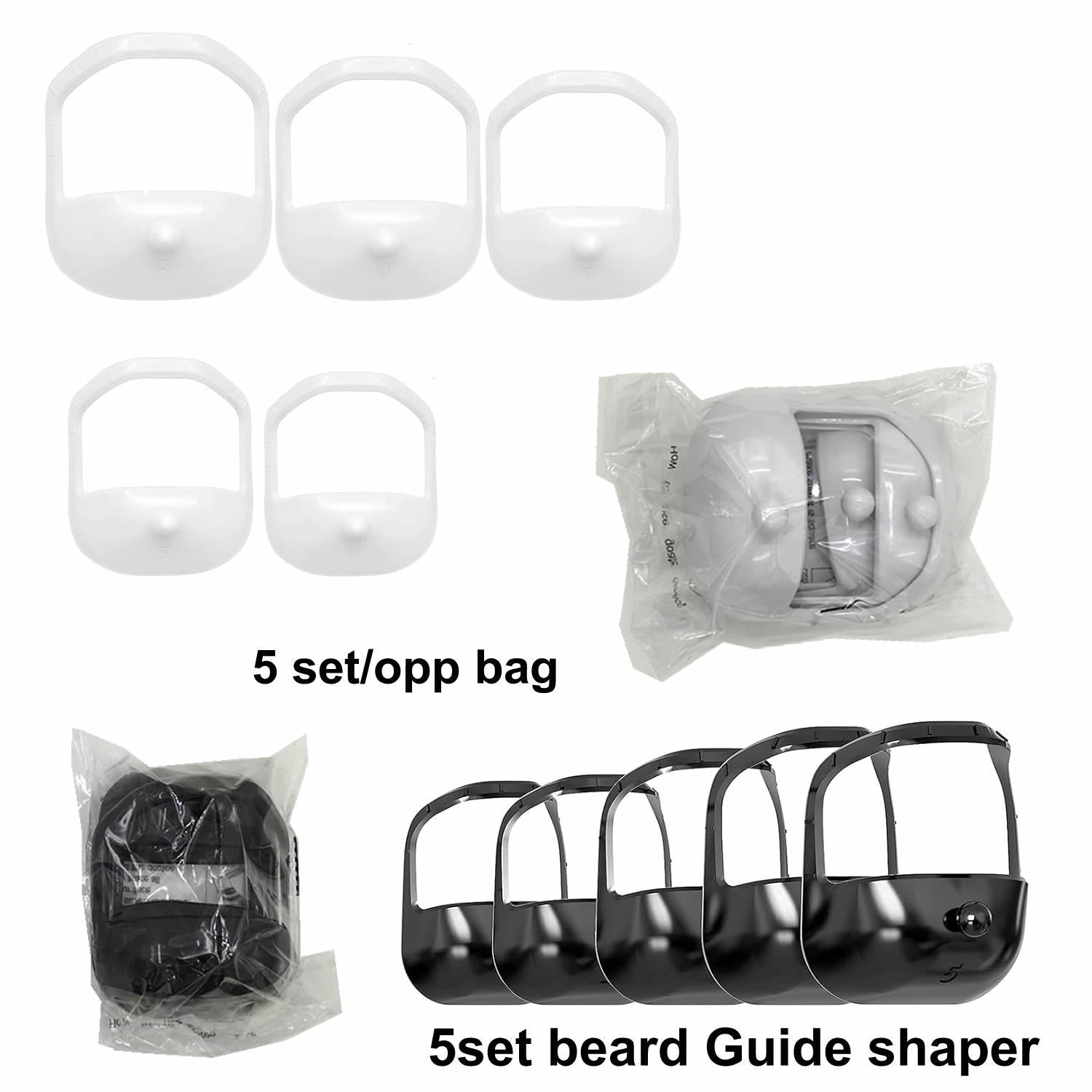 5-piece beard modeling template set for precise grooming in men's facial hair styling kit