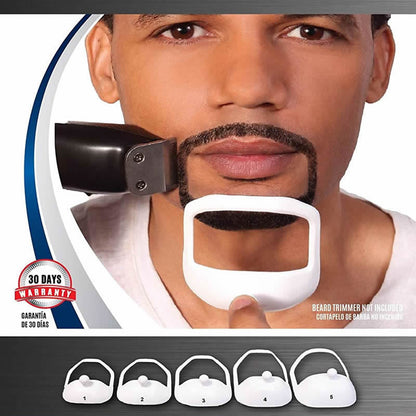 Men's facial hair styling kit with 5-piece beard modeling templates for precise grooming