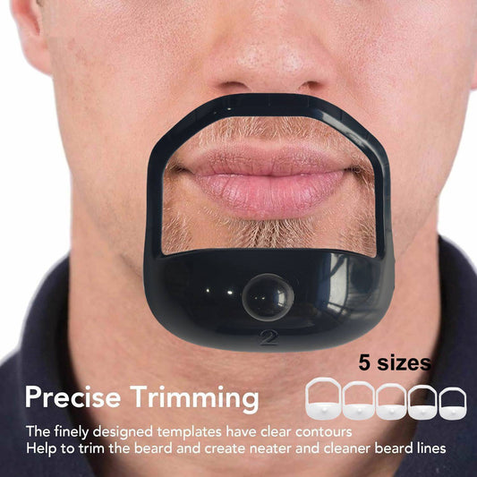 5-piece men's facial hair styling kit for precise beard trimming with varied sizes for perfect lines
