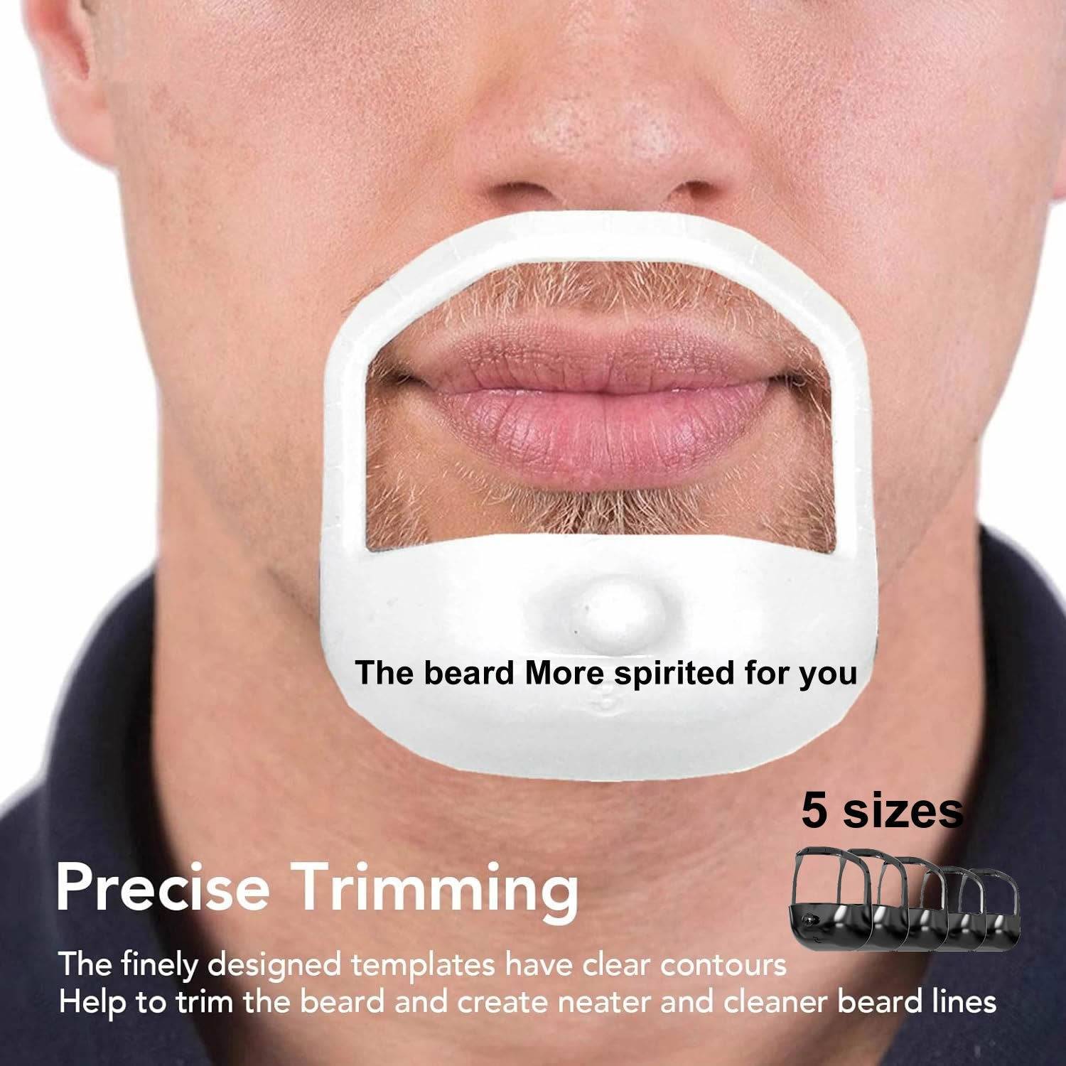 Men's facial hair styling kit featuring a 5-piece beard modeling template for precise trimming
