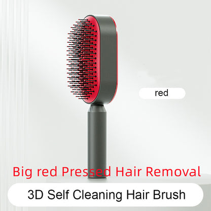 Big red pressed hair removal brush featuring one-key cleaning hairbrush for easy maintenance and grooming