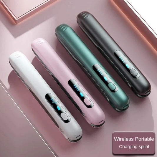 Portable cordless hair straightener in four colors with LED display and sleek design