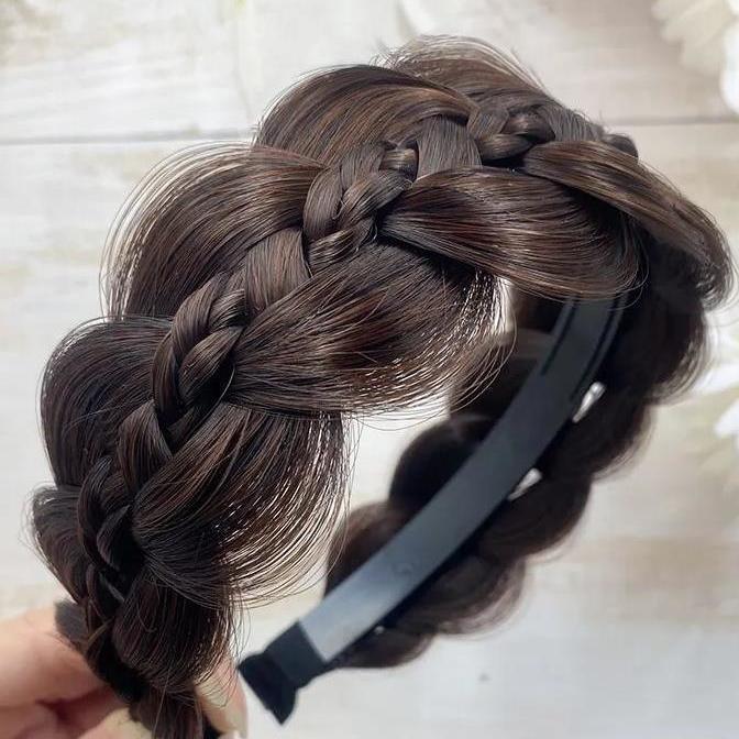 Premium plaited headband women in dark brown with an elegant braided design for stylish hair accessories