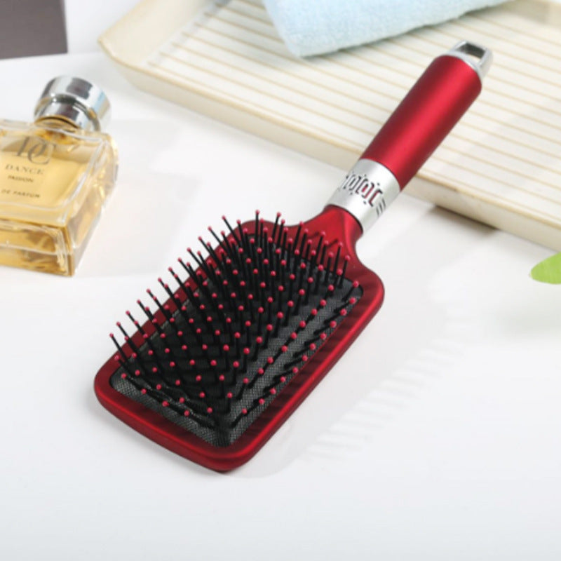 Red household airbag comb massage hair tool with black bristles and pink tips professional hair comb tools