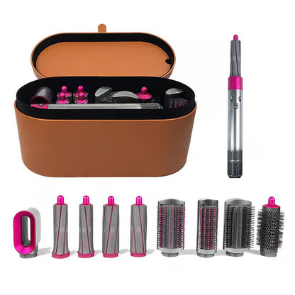 Professional hair styler for all hair types featuring a wet and dry curling iron with multiple styling attachments