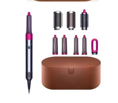 Professional hair styler for all hair types with multiple attachments and a stylish storage case