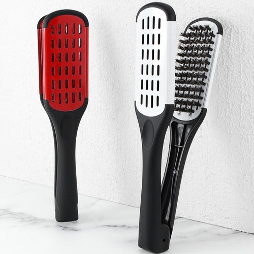 Professional hairdressing clamp comb with bristles for effective straightening and styling